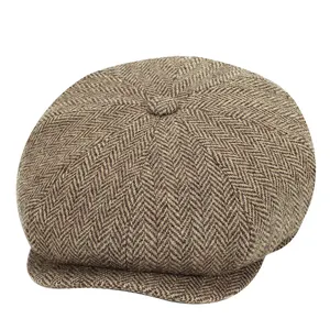 High Quality Herringbone Newsboy Caps Baker Boy Cabbie Ivy Hats New Design Octagon Hat