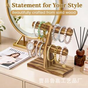 Solid Wood Jewelry Rack 3 Tier Desktop Bracelet Watch <b>Storage</b> Display Organizer For <b>Dressing</b> <b>Table</b> Top - Product Image 3