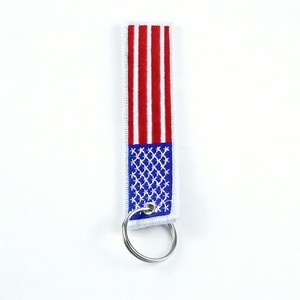 <b>Custom</b> Multi-Color Polyester Cotton Fabric Embroidered <b>Key</b> Tag KeyChain KeyRing Front/Back Design <b>Custom</b> Edge Colors Promotional - Product Image 5