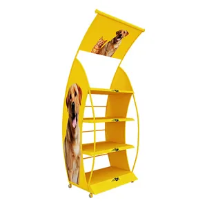 Supermarket special snacks and drinks multi-layer shelf display rack floor type cat food dog food metal display shelf