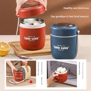 Taza de Desayuno Portátil de Acero Inoxidable con Tapa Hermética y Cuchara, Capacidad >6L, para Leche de Soja, Avena, Cerveza, Estilo Simple, Grado Alimenticio - Product Image 3