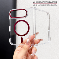 Étui magnétique transparent en TPU acrylique 2,0 mm pour iPhone Duo, cadre d'appareil photo anti-jaunissement UV, boutons magnétiques, léger (2300)