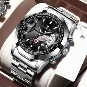 2024 लक्जरी घड़ी फैशन कैजुअल क्वार्ट्ज स्पोर्ट्स कलाई घड़ी फुल स्टील वॉटरप्रूफ पुरुषों की घड़ी