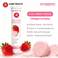 Comprimés effervescents de collagène à marque privée OEM, saveur fraise, peptides de collagène, biotine, MSM, vitamine C, pour la beauté de la peau, des cheveux et des ongles, personnalisables