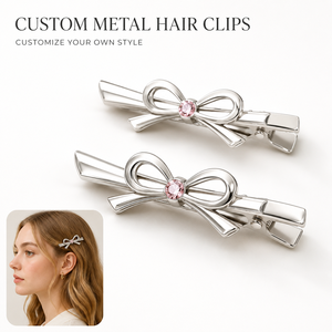 <span class=keywords><strong>Barrettes</strong></span> à <span class=keywords><strong>cheveux</strong></span> en alliage de zinc 3D personnalisées Mosen, <span class=keywords><strong>barrettes</strong></span> en strass plaquées argent, marque OEM exclusive personnalisée - Product Image 1
