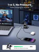UGREEN 65W Mini Wall Charger Robot GaN Charger PPS Pengisi Daya Ponsel Pengisian Cepat Mendukung 2 Port Type-C + 1 Port USB Untuk Ponsel