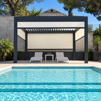 Pergola de Luxe en Aluminium Imperméable et Coupe-Vent pour Évacuation des Émeuvements Estivaux en Bord de Piscine, Idéale pour les Évacuations Privées en Bord de Piscine