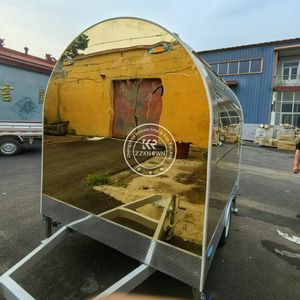 Camion de vente de gâteaux au café entièrement équipé 2025, 220V/380V, restauration en plein air, remorque alimentaire ronde avec four à pizza - Product Image 5