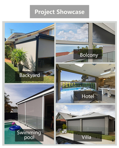Stores verticaux motorisés en aluminium sur mesure de 12 m de large, anti-UV, <span class=keywords><strong>grande</strong></span> taille, avec rail zippé intégré et tissu <span class=keywords><strong>occultant</strong></span> - Product Image 3