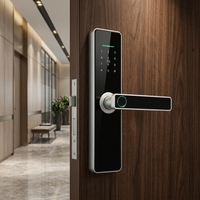 Kunci Pintu Pintar Biometrik Sidik Jari, Kode, Kartu, dan Kontrol Akses via Aplikasi Tuya TT Harga Terjangkau untuk Pintu Kayu dengan Penyimpanan Cloud
