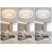 Plafonnier LED Nouveau Design Anneau de Cristal Facetté Pétale Floral Noyau Lumineux Trois Couleurs Commutables Décoration Moderne pour Salon et Chambre