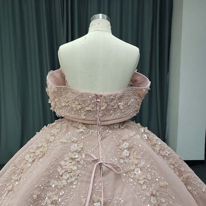 Vestido de Quinceañera Lsany232 Rosa, Estilo Princesa, Natural y Atractivo, con Apliques de Encaje, Cola de Capilla, Largo hasta el Suelo, para Ceremonia - Product Image 4