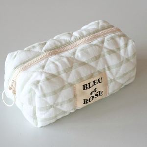 Yellow and White Travel <b>Toiletry</b> Striped Cosmetic Pouch Soft Printed Cosmetic Makeup <b>Bag</b> Eco Travel Zipper <b>Bag</b> With Custom Logo - Product Image 2