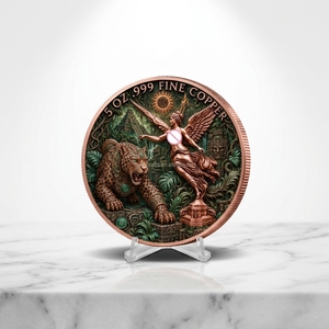 Pièce de monnaie en cuivre personnalisée, déesse aztèque, 5 onces, pièce commémorative ronde en cuivre, aigle, <span class=keywords><strong>serpent</strong></span>, ailes, collection - Product Image 1