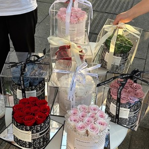 Scatola di <span class=keywords><strong>Rose</strong></span> personalizzate scatola di fiori eterni <span class=keywords><strong>Rose</strong></span> eterne <span class=keywords><strong>Rose</strong></span> eterne fiori veri e propri fiori conservati per San Valentino - Product Image 1