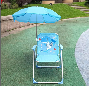Sedia da Spiaggia per Bambini, Arredo Esterno Portatile Pieghevole con Schienale e Ombrellone, Sgabello per Foto al <span class=keywords><strong>Mare</strong></span> - Product Image 3