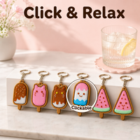 Porte-Clés Jouet Fidget Clicker Glace Imprimé en 3D, Jouet Anti-Stress de Décompression Clic pour Adultes et Enfants