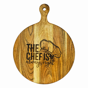 Tabla de cortar redonda de madera con asa, tabla de picar de madera grabada para chef, tabla para servir para uso en la cocina - Product Image 4