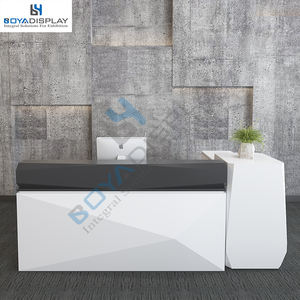 Mesa blanca pequeña, escritorio de recepción, bien diseñado, Oficina de Hotel, muebles de oficina cuadrados, escritorio moderno de tienda de madera - Product Image 6