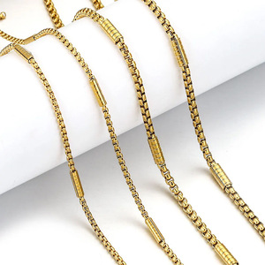 Chaîne ronde en acier inoxydable plaqué or 18 carats PVD avec espaceur tubulaire |   Vendu au mètre pour la fabrication de colliers et de bracelets - Product Image 2