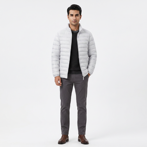 Bubble Puffer <b>Jacket</b> for <b>Men</b> <b>Warm</b> Outdoor Regular Lightweight Canvas Stand Collar Front Logo Cotton Filled - Product Image 1