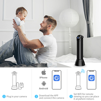 Cámara de Seguridad WiFi 1080P 12MP CMOS con Giro e Inclinación de 180°, Visión Nocturna IR, Alerta de Movimiento, Soporte para Tarjeta SD y Nube Gratuita, para Interiores del Hogar