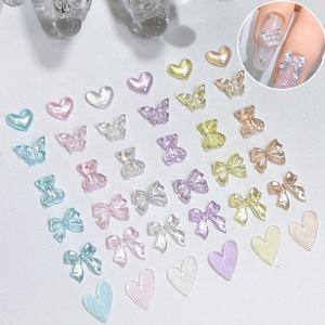 H61 manicura resina Kawaii Color caramelo accesorios 3D perlas corazón oso mariposa arco decoración de uñas - Product Image 2