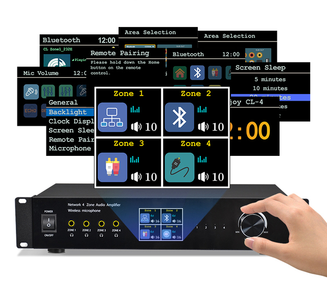 High Power 16X50W 4Ω Four Zones Stereo Hi-FI Audio Amplifier Support Multi-room Playback DLNA AirPlay Spotify Audio Amplifier