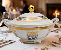 Ensemble de 54 bols en porcelaine fine allemande, design doré personnalisé, luxe royal, pour 6 à 12 personnes, passe au lave-vaisselle