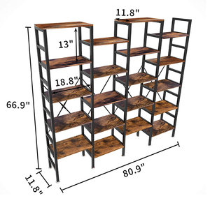 Étagères de bibliothèque d'école bon marché, bibliothèque à 5 niveaux en forme de X, grande étagère ouverte, organisateur d'étagères de Style industriel rustique - Product Image 3