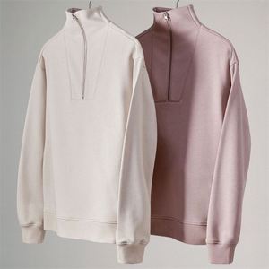 Automne décontracté vêtements de salon solide personnalisé lâche quart fermeture éclair sweat pantalons larges ensembles femmes survêtements - Product Image 5