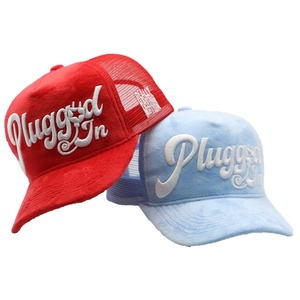 Mũ kết thêu nổi 3D chất liệu nhung và lưới 5 tấm, thêu tùy chỉnh - Product Image 4