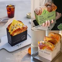 Boîtes à emporter en carton anti-graisse imprimées avec logo personnalisé pour hamburgers et sandwichs coréens aux œufs