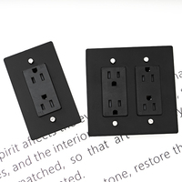 Interrupteur à bascule haut de gamme en laiton noir de style américain pour maison et hôtel, avec variateur LED, prise GFCI 15V USB Type-C CS-0350