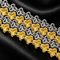 Collier chaîne cubaine géométrique triangulaire en alliage avec strass pour homme, bijoux de mode hip-hop assemblés