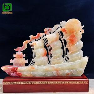 <span class=keywords><strong>Sculpture</strong></span> de voilier en <span class=keywords><strong>marbre</strong></span> sculpté à la main avec socle en bois, design moderne pour usage hôtelier, taille personnalisée - Product Image 3