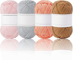 Lot de 4 pelotes de laine teinte à 4 brins, épaisseur moyenne, en coton laitier, pour tricot manuel, matériel de couture DIY, vente en gros, crochet et couture - Product Image 1