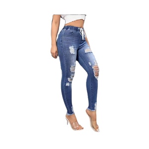 <span class=keywords><strong>Pantalon</strong></span> long déchiré taille haute extensible pour <span class=keywords><strong>femme</strong></span>, style européen et américain, nouvelle collection pour <span class=keywords><strong>Amazon</strong></span>, coupe ajustée, rehausse les hanches, décontracté - Product Image 2