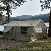 Tente gonflable de glamping portable quatre saisons Oxford pare-soleil imperméable double couche deux chambres à coucher salon vert 8 + 8 Camping