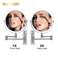 Miroir cosmétique mural double face HD avec rotation de 180°, fonction grossissante à 360°, hauteur réglable et design pliable