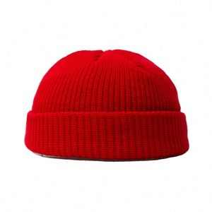 Gorros de lana cortos sin ala estilo hip hop para hombre, cálidos, de punto, vintage, con diseño de piel de melón, para otoño e invierno - Product Image 1