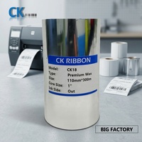 Ruban de cire Coditeck 50x300m CK18 de qualité industrielle supérieure, impression faible à moyenne consommation d'énergie, prolonge la durée de vie de la tête d'impression thermique