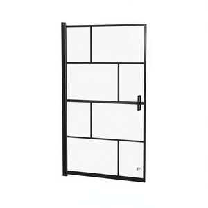 Porte de douche noire ESG 31,5x55,1 avec cadre et charnières, verre trempé, design minimaliste - Product Image 1