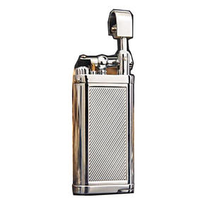 Briquet coupe-vent en métal avec flamme nue, accessoire de fumeur, cadeau d'affaires pour garçons, avec design incliné pour pipe - Product Image 5
