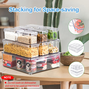 Transparent Eco-Friendly Modern PET Plastic Rectangle Injection-Molded <b>Kitchen</b> Pet Food <b>Storage</b> <b>Box</b> Bins Stackable Fridge Save - Product Image 2