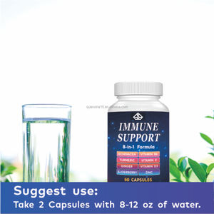 Complément Alimentaire 8-en-1 pour Adultes : Soutien Immunitaire, Énergie, Cheveux, Ongles, Peau – Échinacée, Sureau, Curcuma, Gingembre, Vitamines – 60 Capsules - Product Image 4