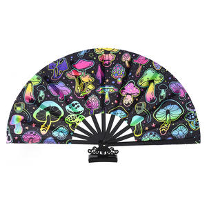 Gran 13 pulgadas UV Glow chino bambú plegable mano Rave ventilador pintado música festivales Club fiestas danza actuaciones recuerdo 33cm - Product Image 1