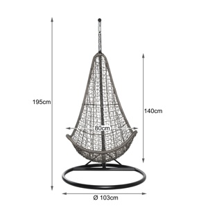 Chaise suspendue en rotin, siège à bascule <span class=keywords><strong>suspendu</strong></span>, avec cadre en acier et coussin pour les jardins et les chaises - Product Image 4