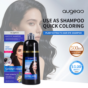 Augeas 500ml Permanent Black Dark Brown Herbal Plants Extracts Easy to Use Shiny Hair Dye Shampoo - Product Image 6