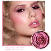 Vente en gros de fard à joues 3D en forme de rose, 4 couleurs, longue tenue, maquillage pour le visage en forme de fleur